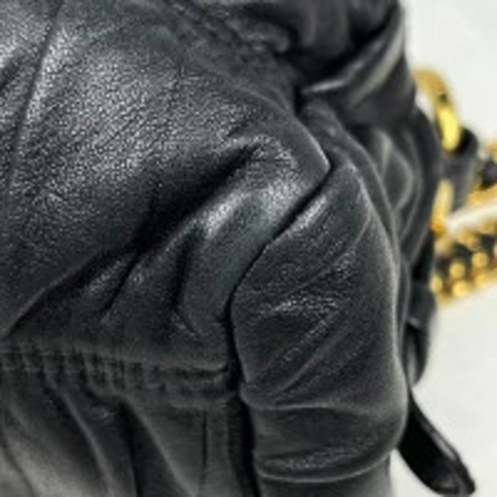 Prada leather nero chain black gathered shoulder bag Hobo